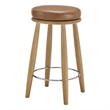 NPD Furniture Deandre Faux Leather Backless Swivel Counter Stool in Brown