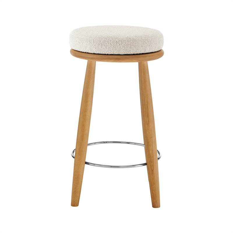 NPD Furniture Deandre Fabric Backless Swivel Counter Stool in Beige