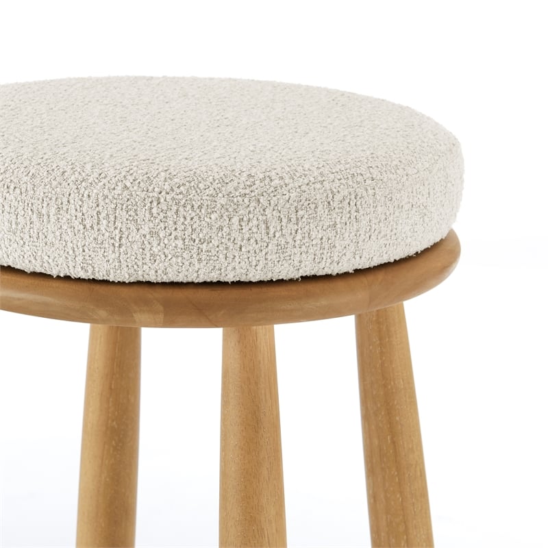 NPD Furniture Deandre Fabric Backless Swivel Counter Stool in Beige