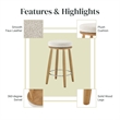 NPD Furniture Deandre Fabric Backless Swivel Counter Stool in Beige