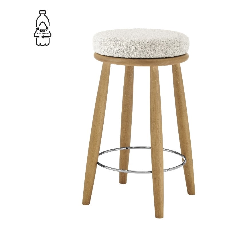 NPD Furniture Deandre Fabric Backless Swivel Counter Stool in Beige
