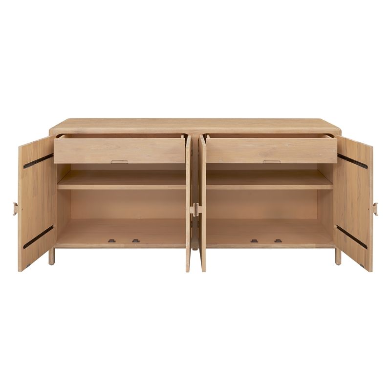 NPD Furniture Hansville Sideboard 4 Doors w/ 2 Inner Drawers in Natural