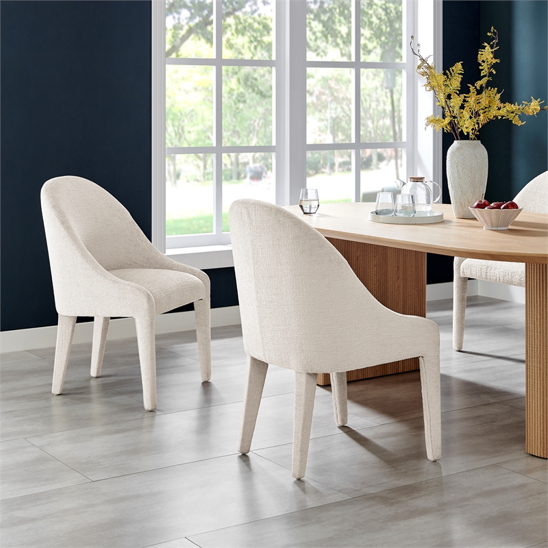 NPD Furniture Stacy Fabric Dining Side Chair in Seville Beige