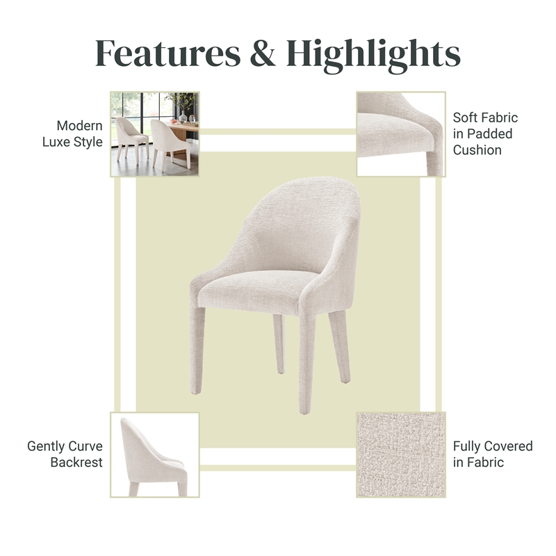 NPD Furniture Stacy Fabric Dining Side Chair in Seville Beige