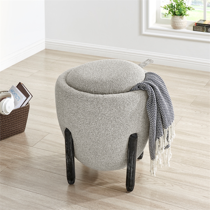 NPD Furniture Murphy Fabric Storage Ottoman in Horizon Gray