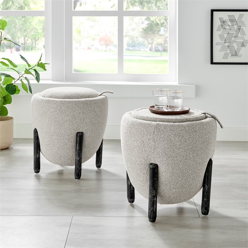 NPD Furniture Murphy Fabric Storage Ottoman in Horizon Gray