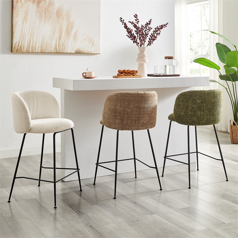 NPD Furniture Millie Fabric Counter Stool in Canova Green (Set of 2)