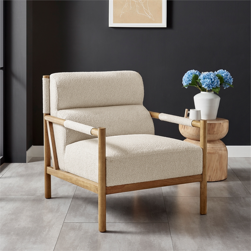 NPD Furniture Olsen Fabric Accent Arm Chair in Palladian Beige