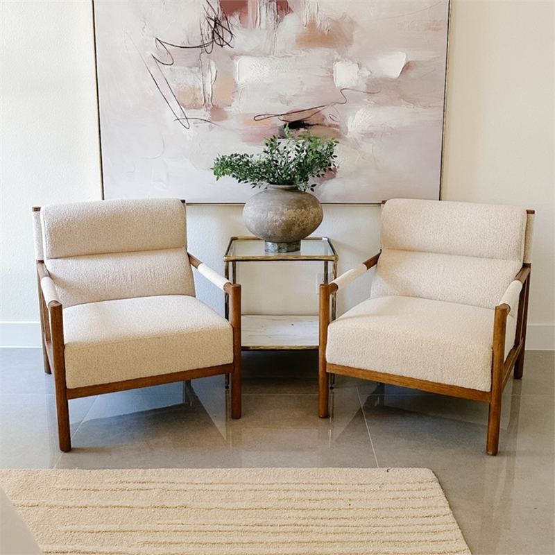 NPD Furniture Olsen Fabric Accent Arm Chair in Palladian Beige