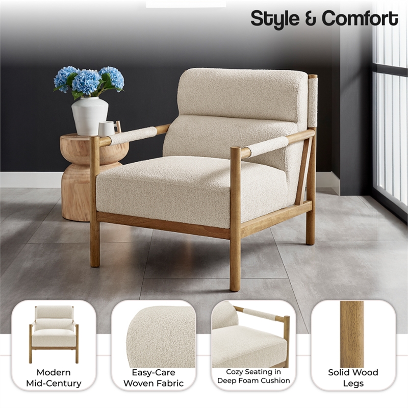NPD Furniture Olsen Fabric Accent Arm Chair in Palladian Beige