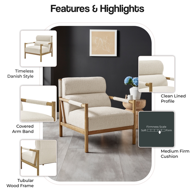 NPD Furniture Olsen Fabric Accent Arm Chair in Palladian Beige
