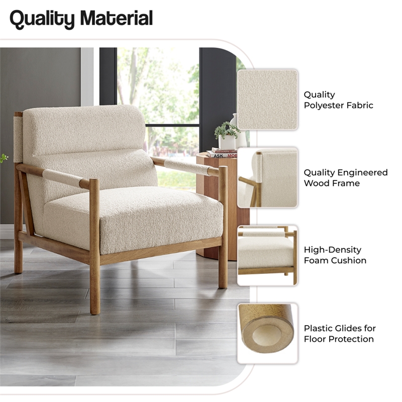 NPD Furniture Olsen Fabric Accent Arm Chair in Palladian Beige