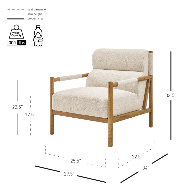 NPD Furniture Olsen Fabric Accent Arm Chair in Palladian Beige