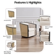 NPD Furniture Marilyn Fabric Swivel Accent Arm Chair w/ Rattan Black Frame