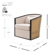 NPD Furniture Marilyn Fabric Swivel Accent Arm Chair w/ Rattan Black Frame