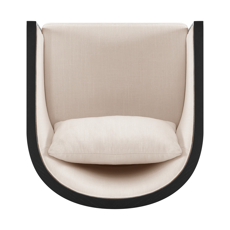 NPD Furniture Marilyn Fabric Swivel Accent Arm Chair w/ Rattan Black Frame