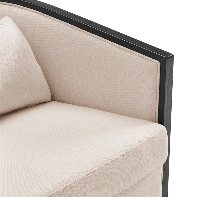 NPD Furniture Marilyn Fabric Swivel Accent Arm Chair w/ Rattan Black Frame
