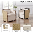 NPD Furniture Marilyn Fabric Swivel Accent Arm Chair w/ Rattan in Natural