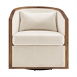 NPD Furniture Marilyn Fabric Swivel Accent Arm Chair w/ Rattan in Natural