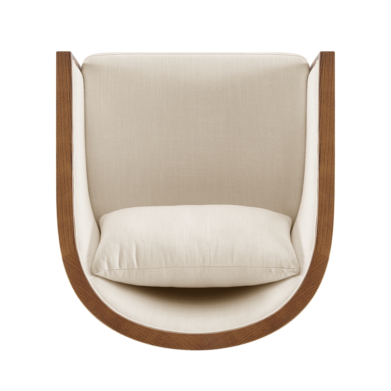 NPD Furniture Marilyn Fabric Swivel Accent Arm Chair w/ Rattan in Natural