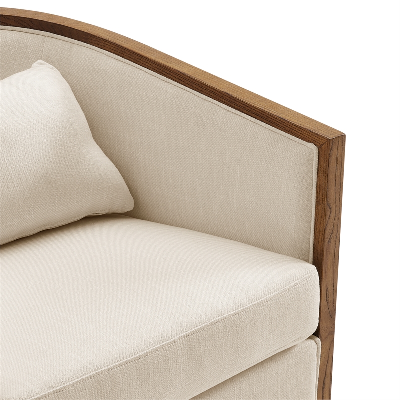 NPD Furniture Marilyn Fabric Swivel Accent Arm Chair w/ Rattan in Natural
