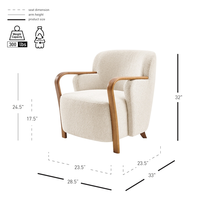 NPD Furniture Tania Fabric Accent Arm Chair in Palladian Beige
