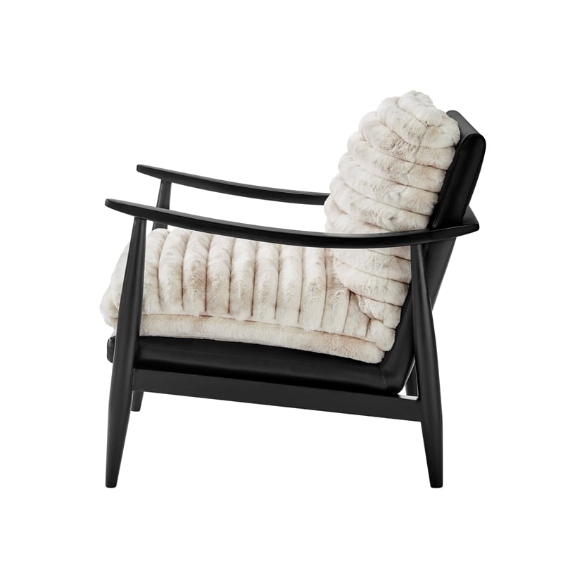 NPD Furniture Edmond Fabric/PU Accent Arm Chair in Chrestville Sand/Black