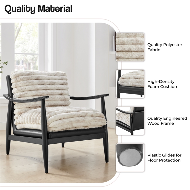 NPD Furniture Edmond Fabric/PU Accent Arm Chair in Chrestville Sand/Black