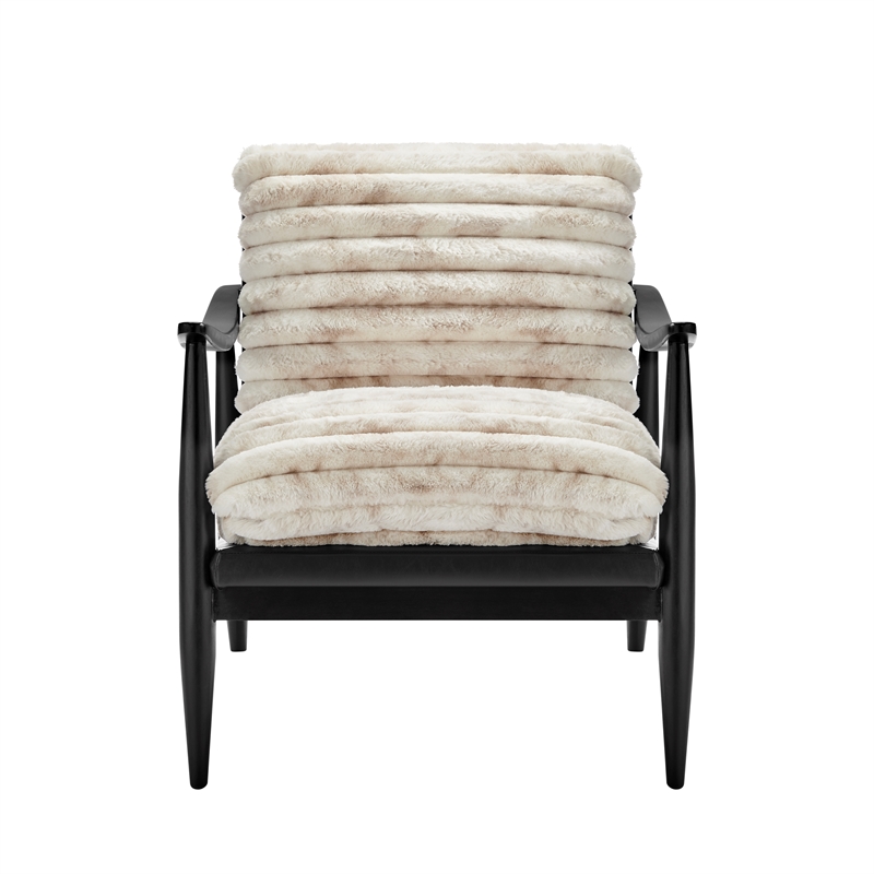 NPD Furniture Edmond Fabric/PU Accent Arm Chair in Chrestville Sand/Black