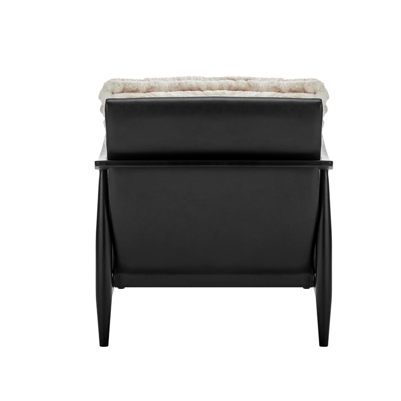 NPD Furniture Edmond Fabric/PU Accent Arm Chair in Chrestville Sand/Black