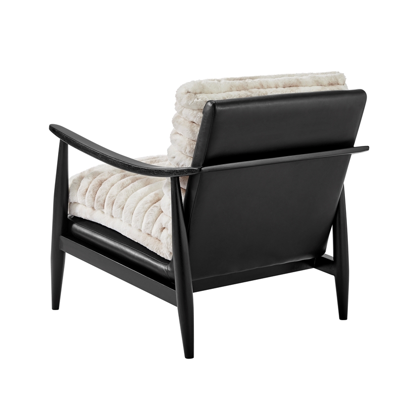 NPD Furniture Edmond Fabric/PU Accent Arm Chair in Chrestville Sand/Black