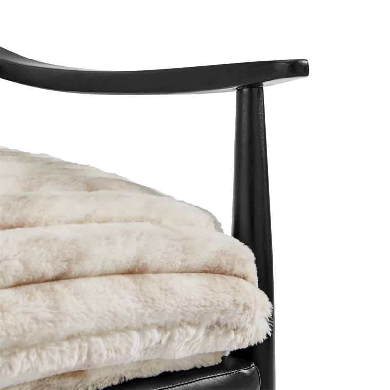 NPD Furniture Edmond Fabric/PU Accent Arm Chair in Chrestville Sand/Black