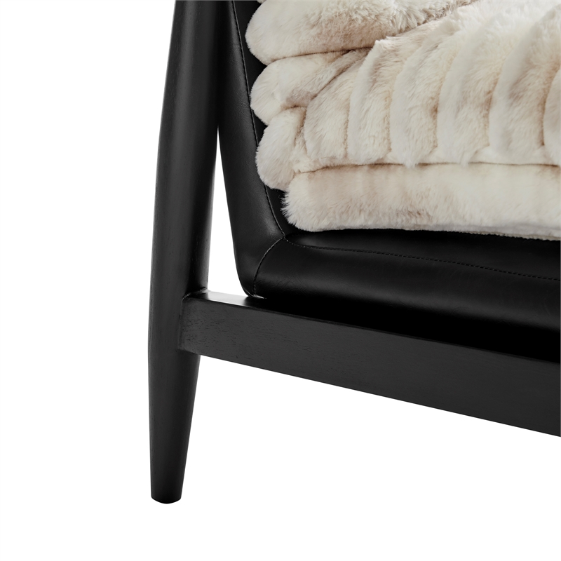 NPD Furniture Edmond Fabric/PU Accent Arm Chair in Chrestville Sand/Black