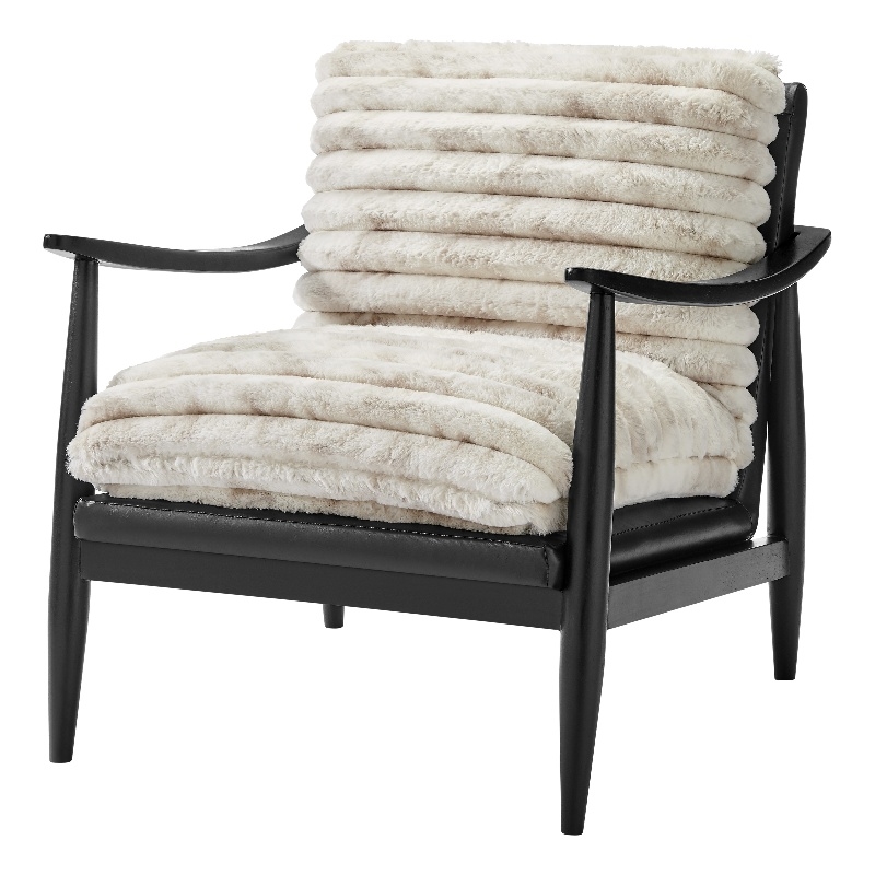 NPD Furniture Edmond Fabric/PU Accent Arm Chair in Chrestville Sand/Black