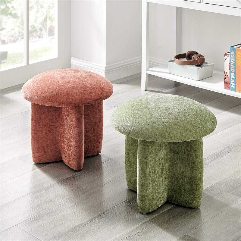 NPD Furniture Cielo Fabric Ottoman in Millburry Coral