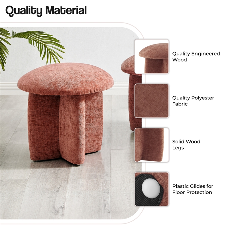 NPD Furniture Cielo Fabric Ottoman in Millburry Coral
