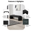 NPD Furniture Vioreen Modern Fabric Bench in Stanton Black