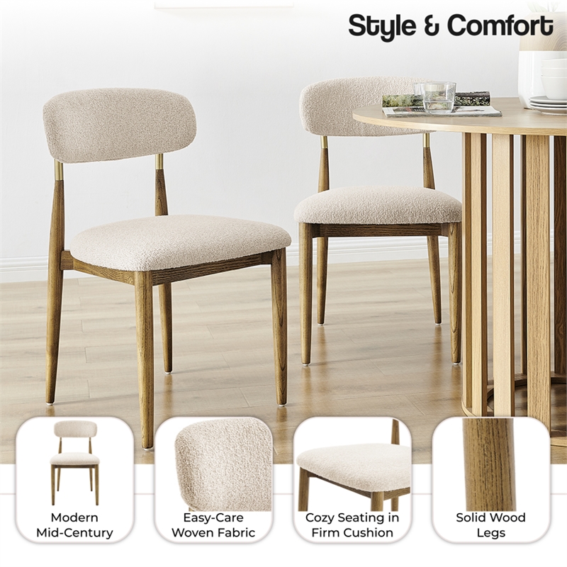 NPD Furniture Verna Fabric Dining Side Chair in Palladian Beige (Set of 2)
