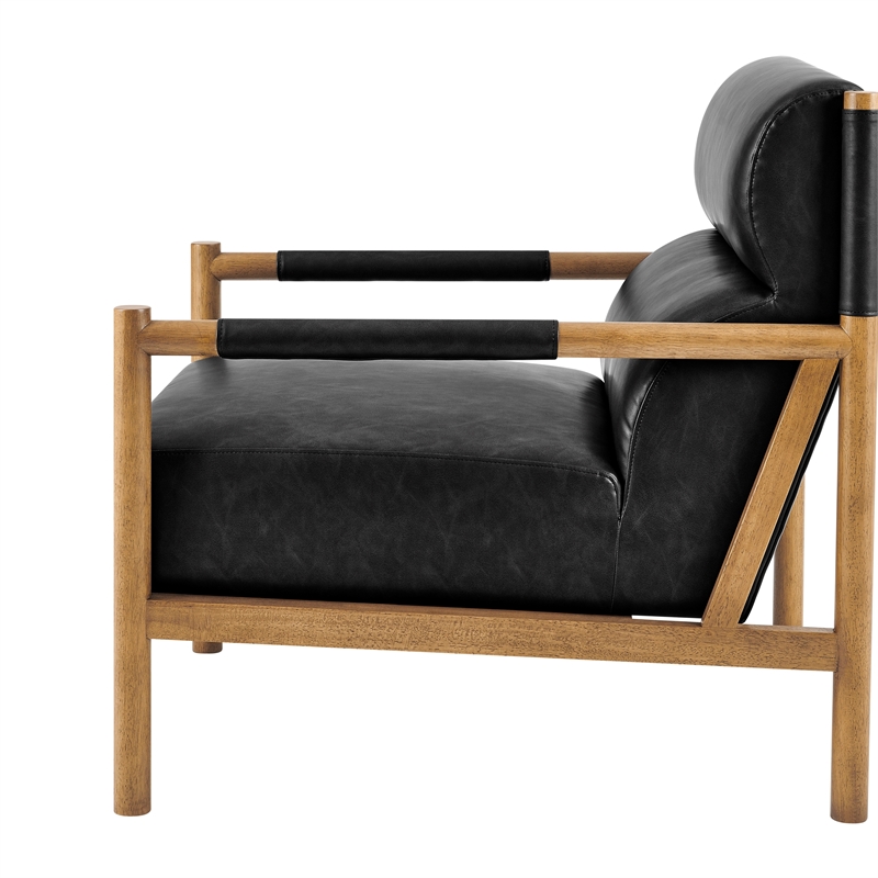 NPD Furniture Olsen Faux Leather Accent Arm Chair in Casa Black