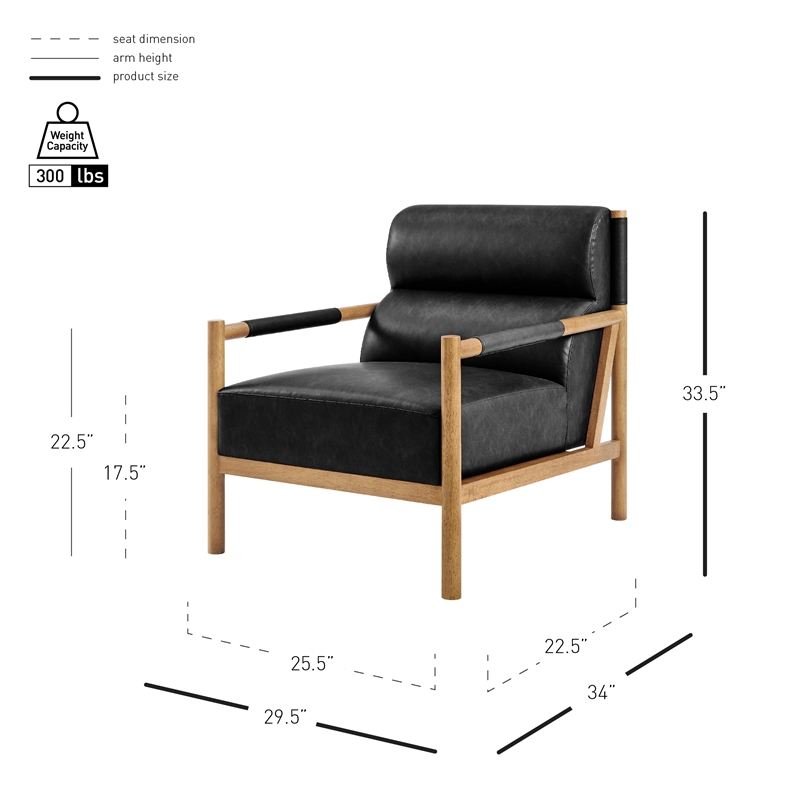 NPD Furniture Olsen Faux Leather Accent Arm Chair in Casa Black
