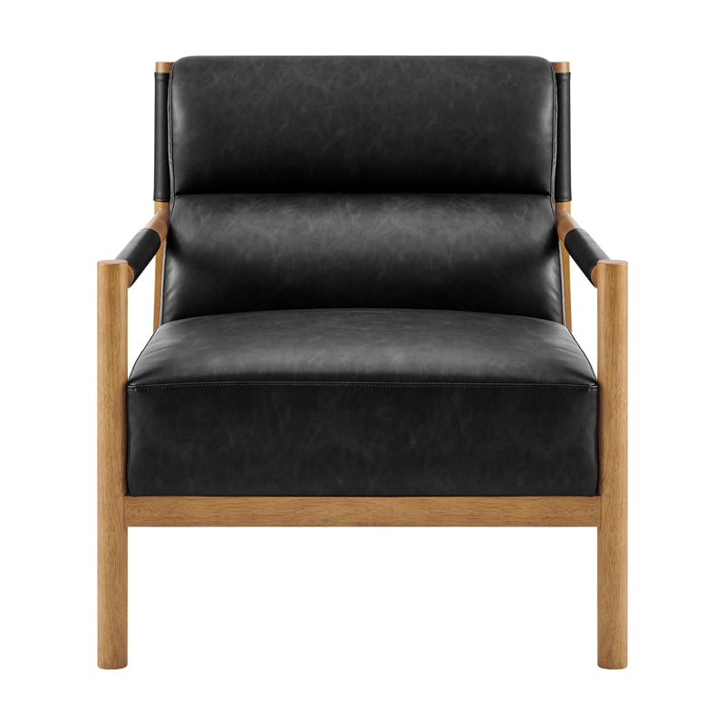 NPD Furniture Olsen Faux Leather Accent Arm Chair in Casa Black