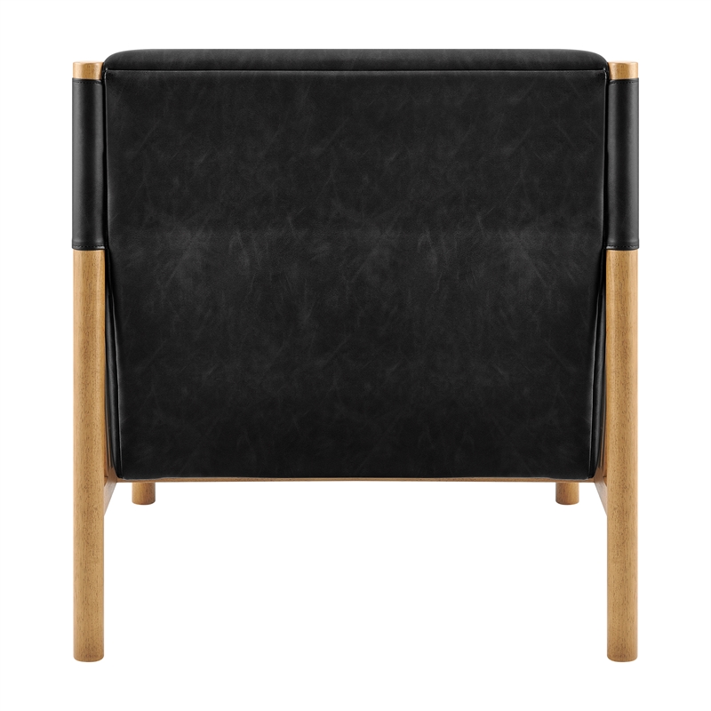 NPD Furniture Olsen Faux Leather Accent Arm Chair in Casa Black