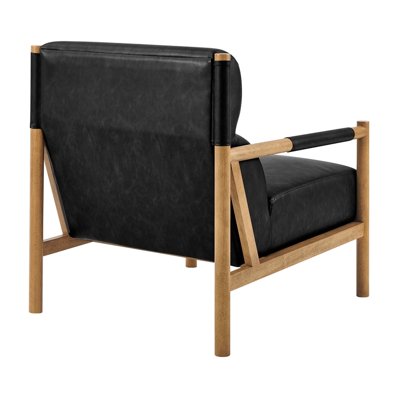 NPD Furniture Olsen Faux Leather Accent Arm Chair in Casa Black