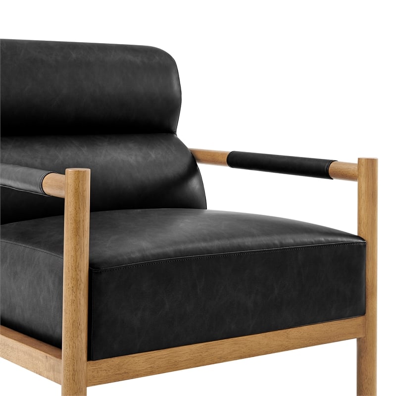 NPD Furniture Olsen Faux Leather Accent Arm Chair in Casa Black