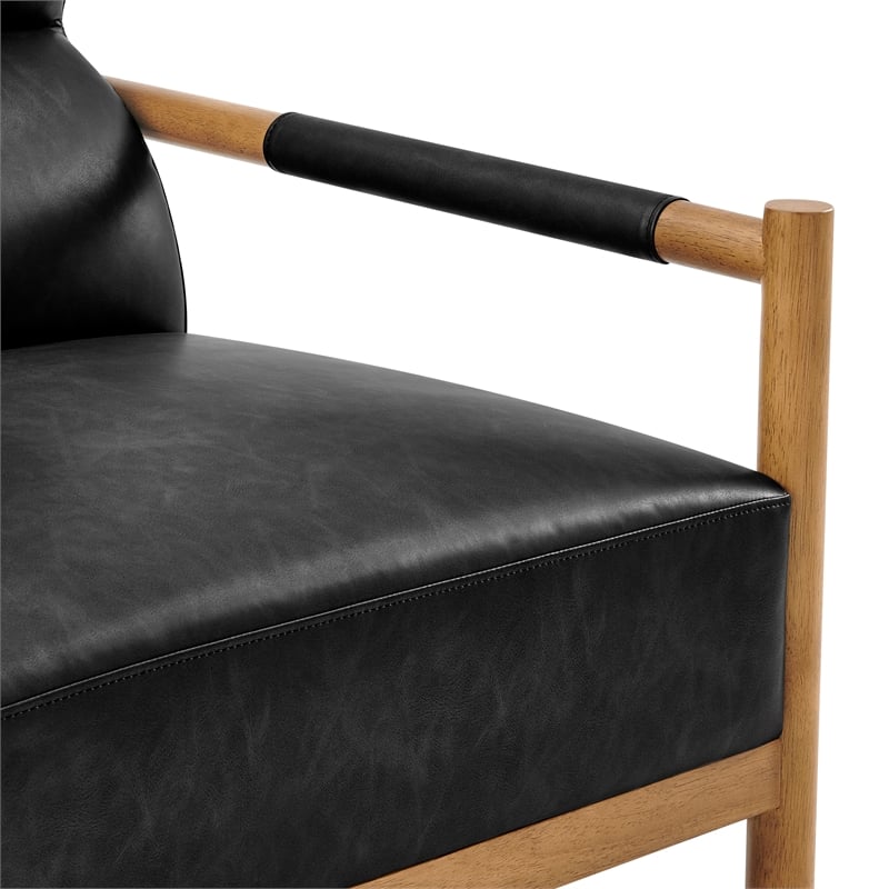 NPD Furniture Olsen Faux Leather Accent Arm Chair in Casa Black