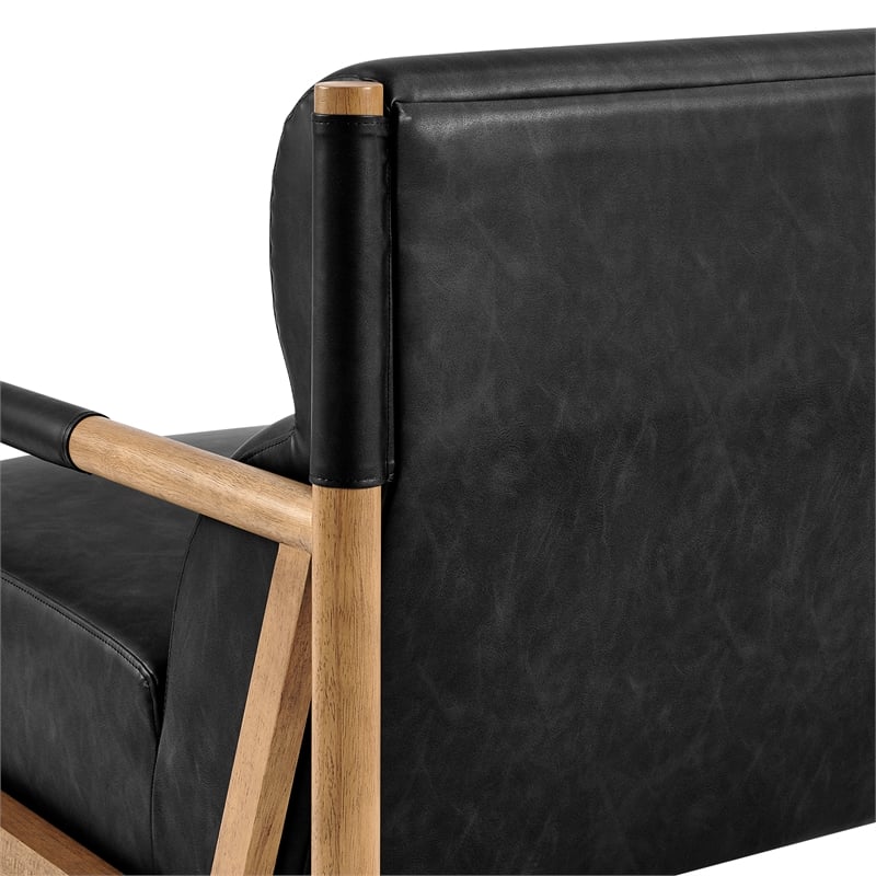 NPD Furniture Olsen Faux Leather Accent Arm Chair in Casa Black