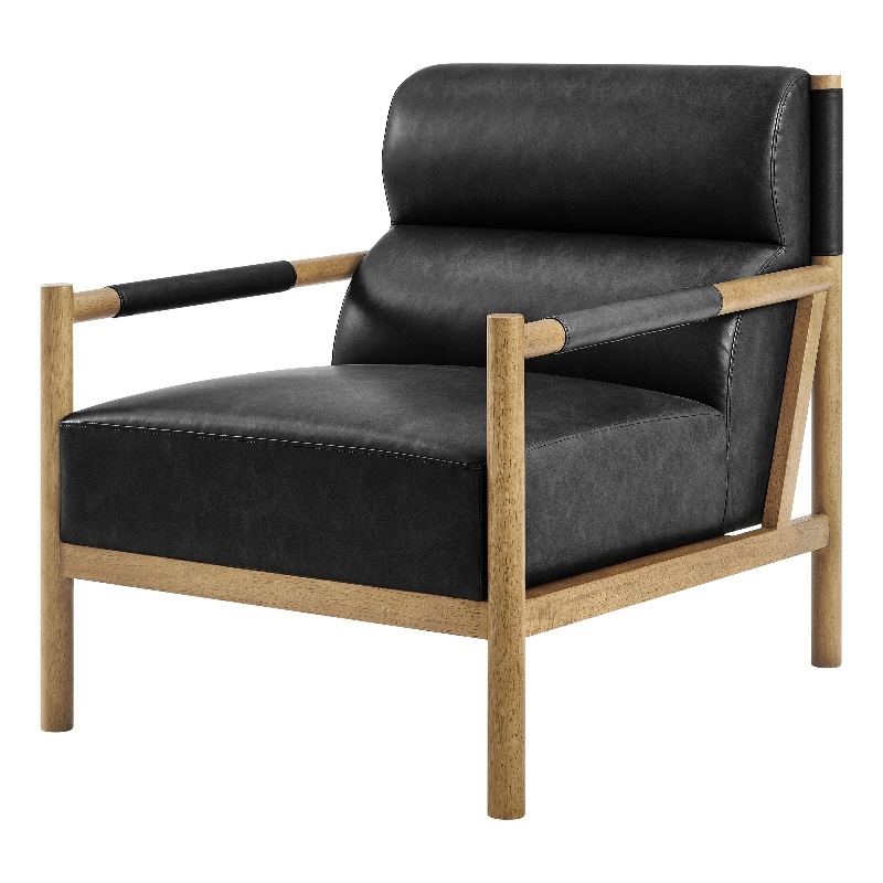 NPD Furniture Olsen Faux Leather Accent Arm Chair in Casa Black