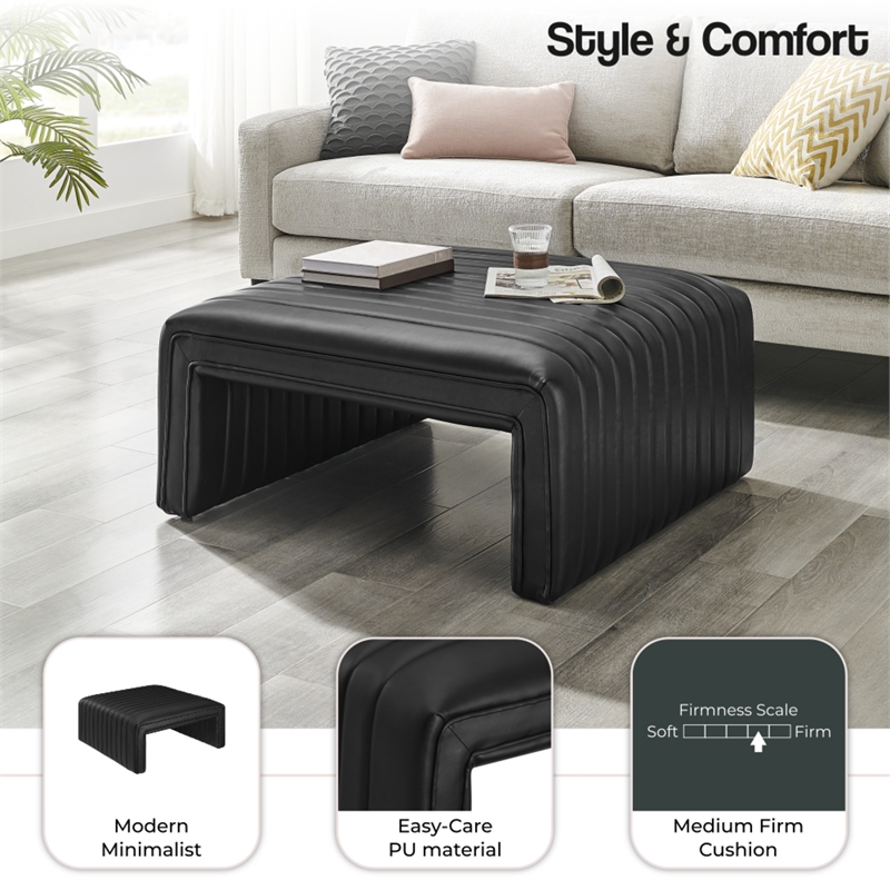 NPD Furniture Atkinson Faux Leather Coffee Table in Black