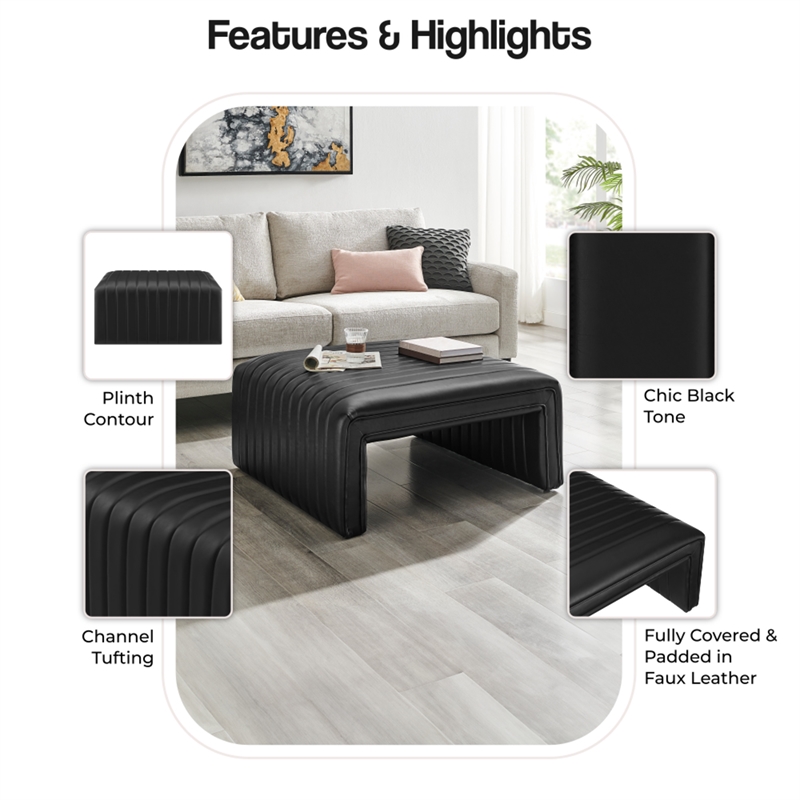 NPD Furniture Atkinson Faux Leather Coffee Table in Black