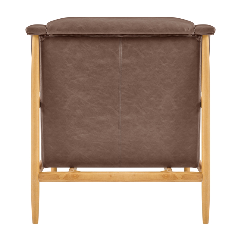 NPD Furniture Larry Faux Leather Tufted Accent Arm Chair in Casa Brown